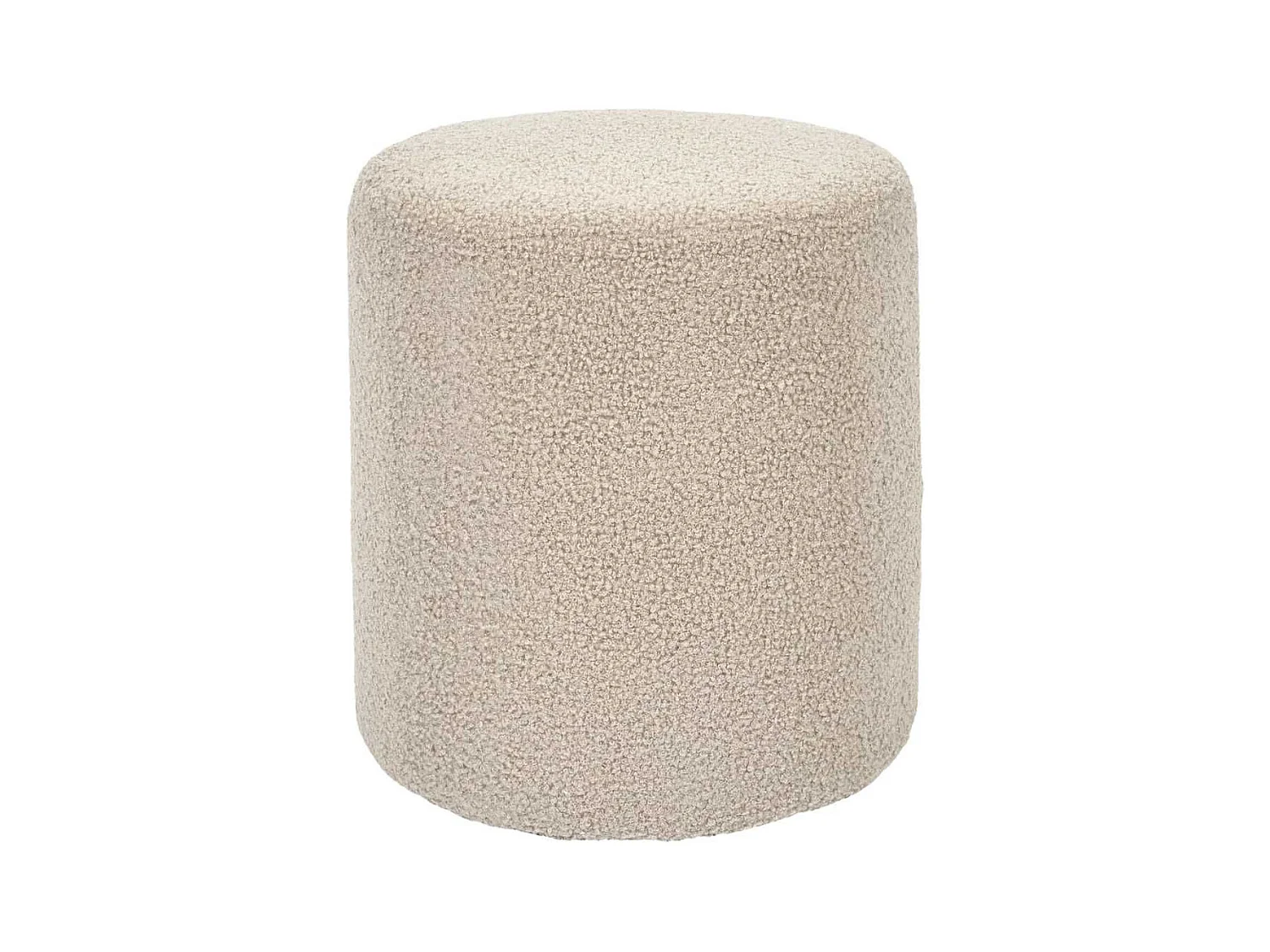 REGINA - Pouf en tissu bouclette taupe