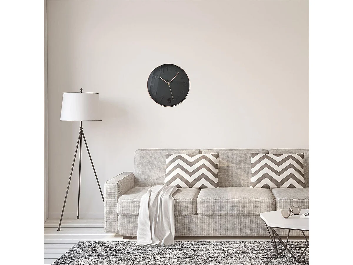 Horloge Murale Ronde Noire et Rose Gold - MELINA