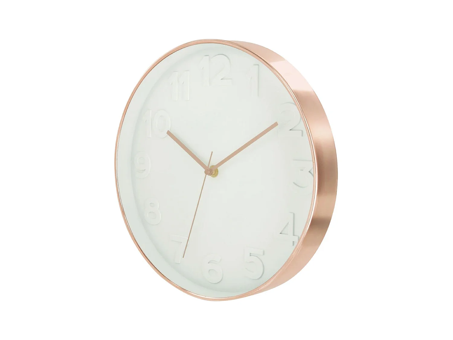Horloge Murale Ronde Blanche et Rose Gold