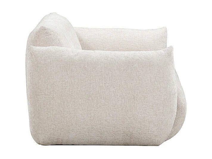 Bocca - Canapé droit 3 places en tissu à dossier capitonné - Écru