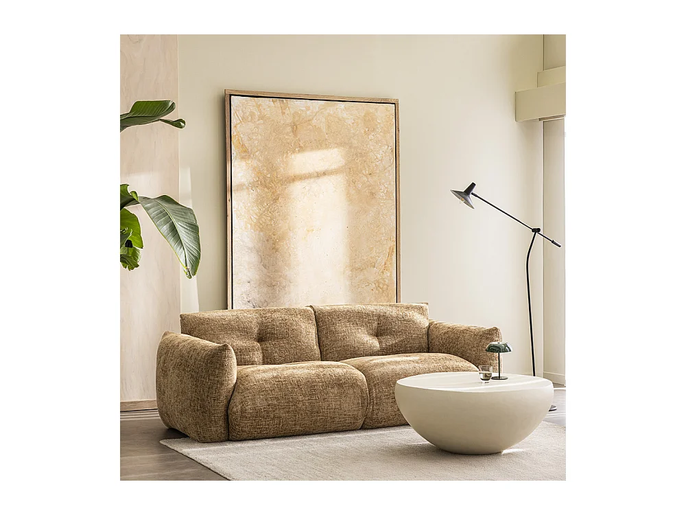 Bocca - Canapé droit 3 places en tissu à dossier capitonné - Bronze