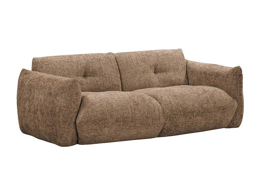 Bocca - Canapé droit 3 places en tissu à dossier capitonné - Bronze