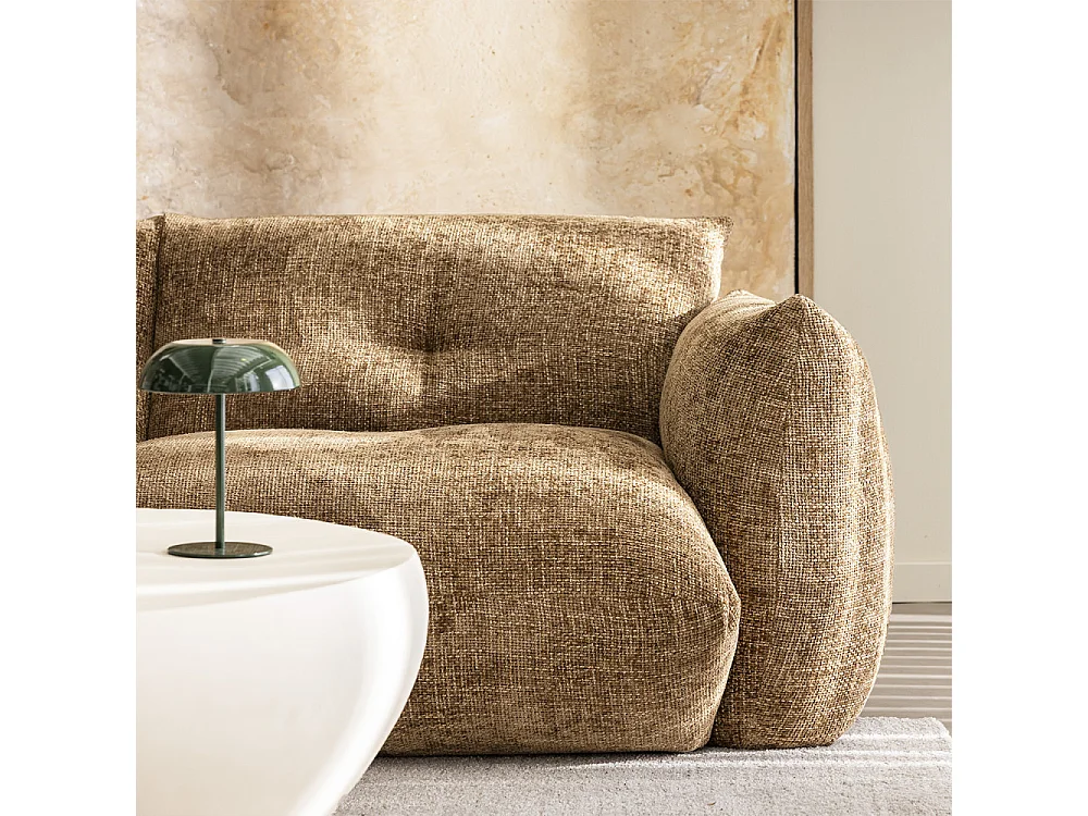 Bocca - Canapé droit 3 places en tissu à dossier capitonné - Bronze