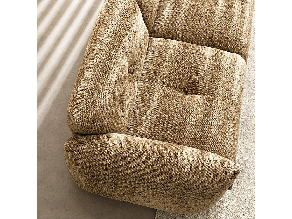 Bocca - Canapé droit 3 places en tissu à dossier capitonné - Bronze