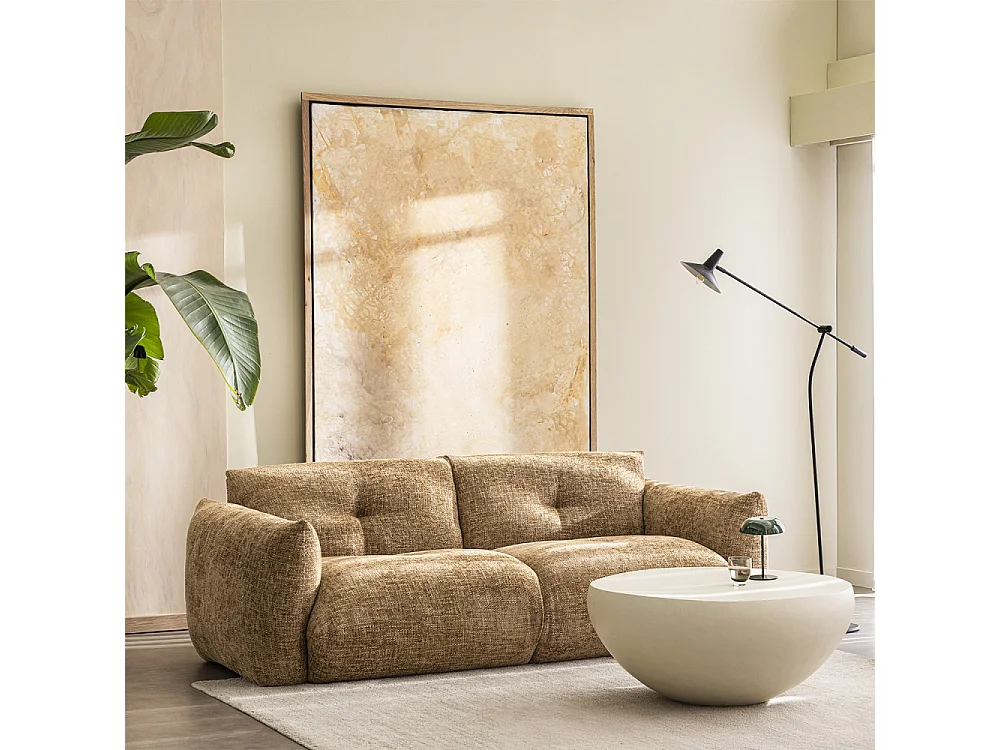 Bocca - Canapé droit 3 places en tissu à dossier capitonné - Bronze