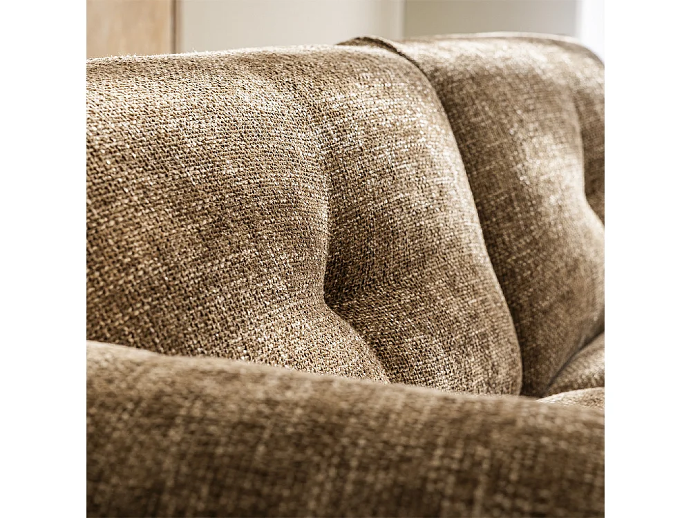 Bocca - Canapé droit 3 places en tissu à dossier capitonné - Bronze