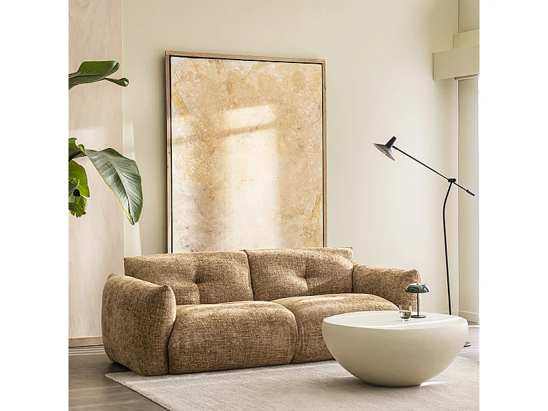 Bocca - Canapé droit 3 places en tissu à dossier capitonné - Bronze