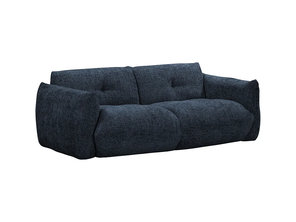 Bocca - Canapé droit 3 places en tissu à dossier capitonné - Bleu