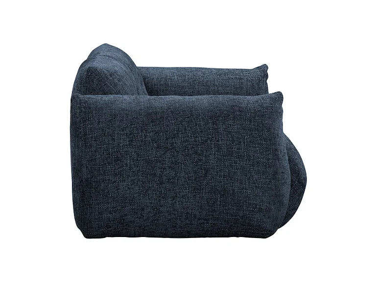 Bocca - Canapé droit 3 places en tissu à dossier capitonné - Bleu