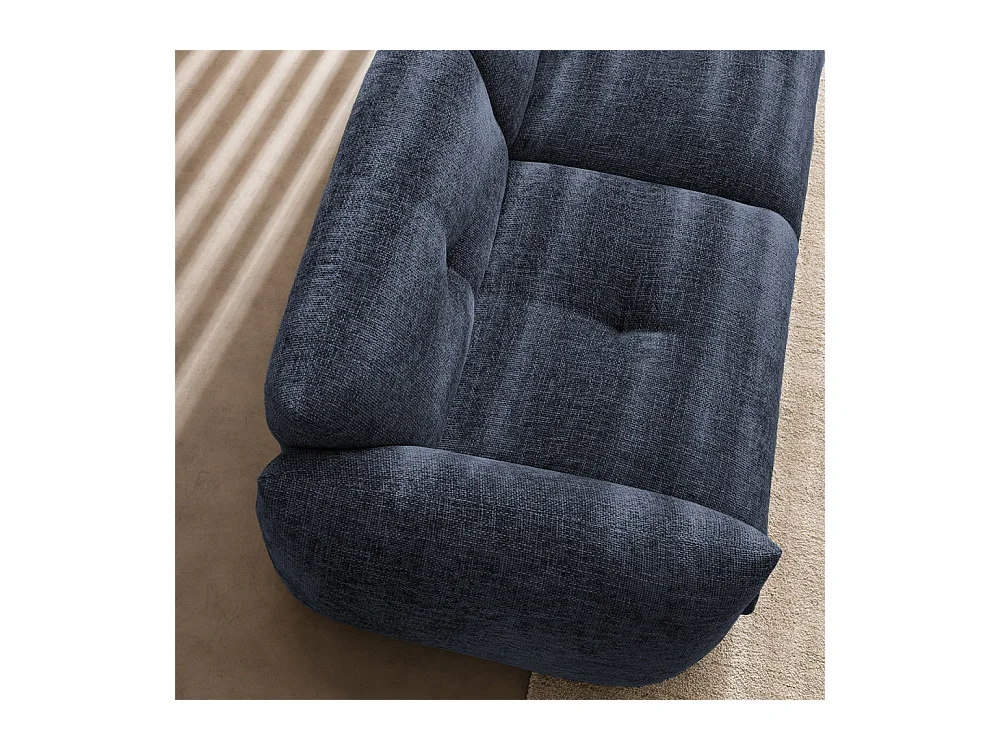 Bocca - Canapé droit 3 places en tissu à dossier capitonné - Bleu