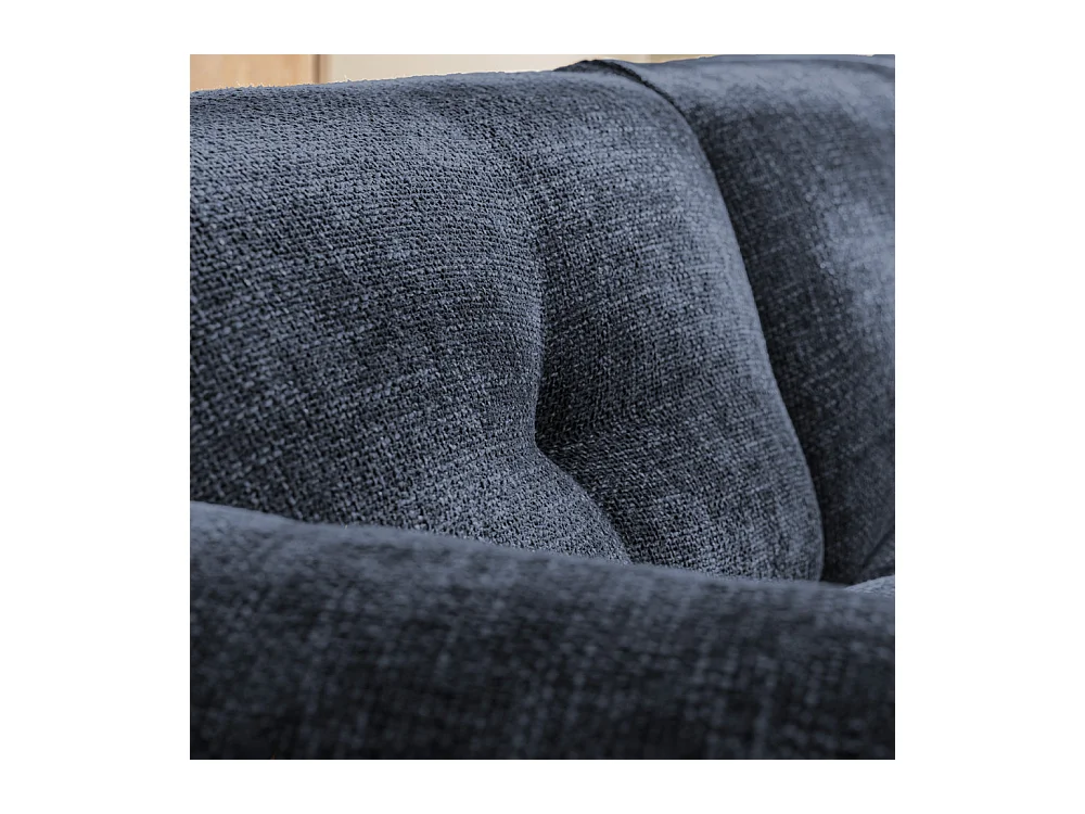 Bocca - Canapé droit 3 places en tissu à dossier capitonné - Bleu