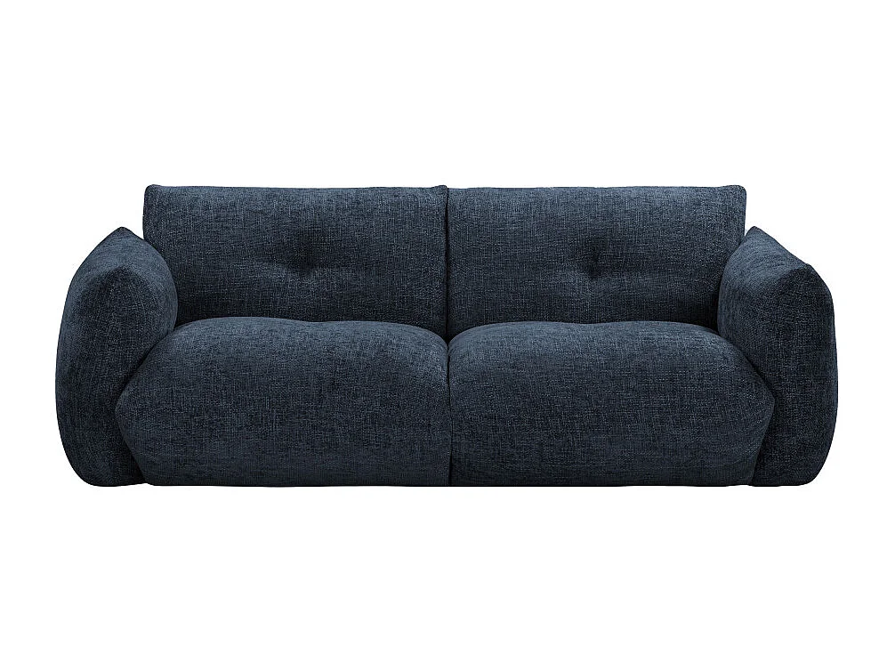 Bocca - Canapé droit 3 places en tissu à dossier capitonné - Bleu