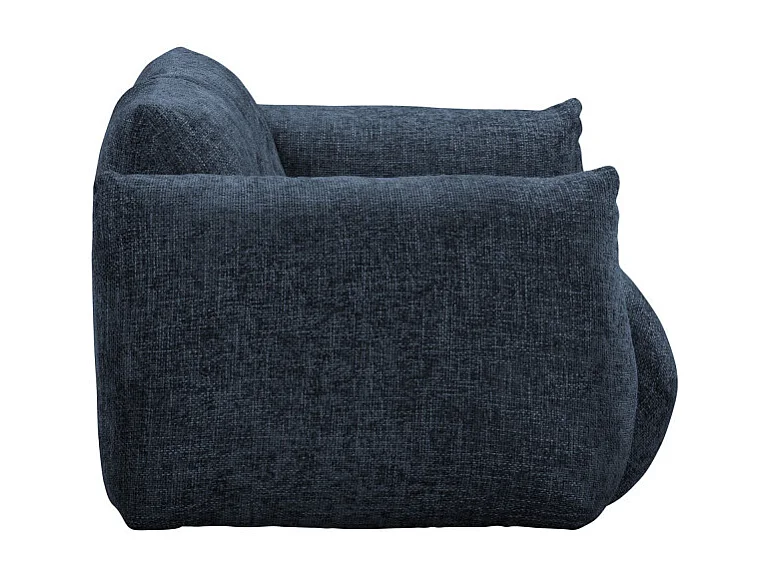 Bocca - Canapé droit 3 places en tissu à dossier capitonné - Bleu