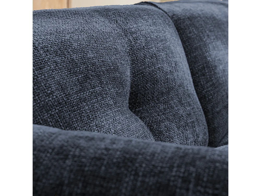 Bocca - Canapé droit 3 places en tissu à dossier capitonné - Bleu