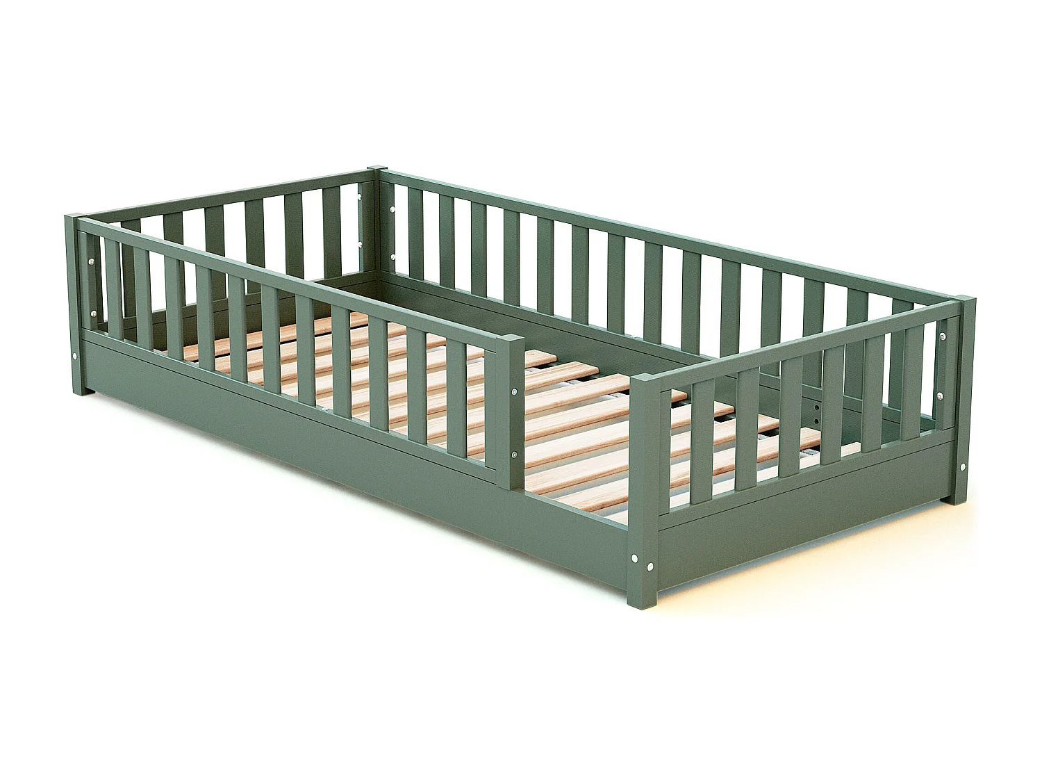 Cama de chão infantil de madeira SONHO - 90x190 - Verde selvagem