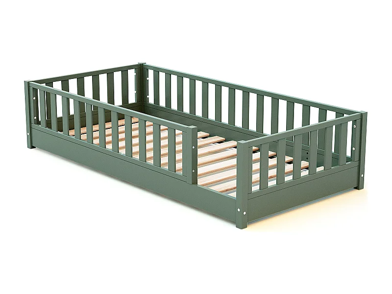 SONHO Kinder bodenbett aus holz - 90x190 - Wildgrün