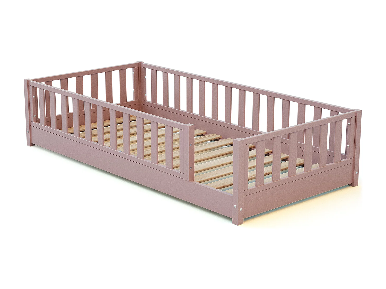 Cama de chão infantil de madeira SONHO - 90x190 - Rosa pó