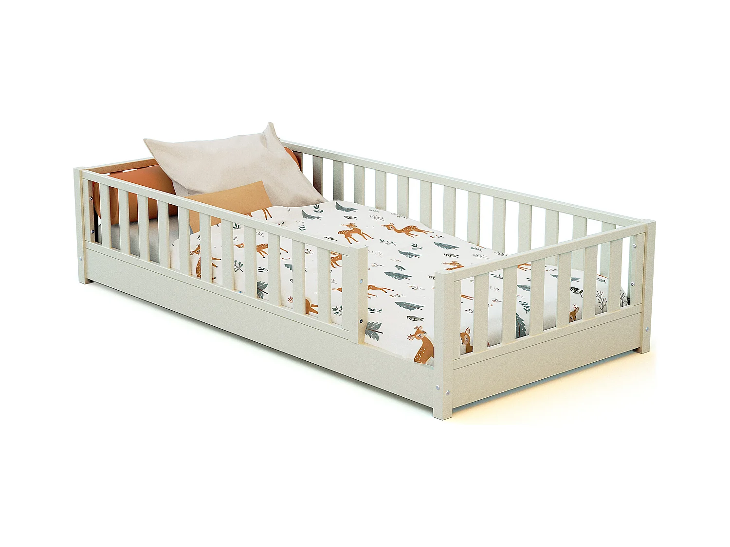 Letto da terra bambini in legno SONHO - 90x190 - Bianco perla