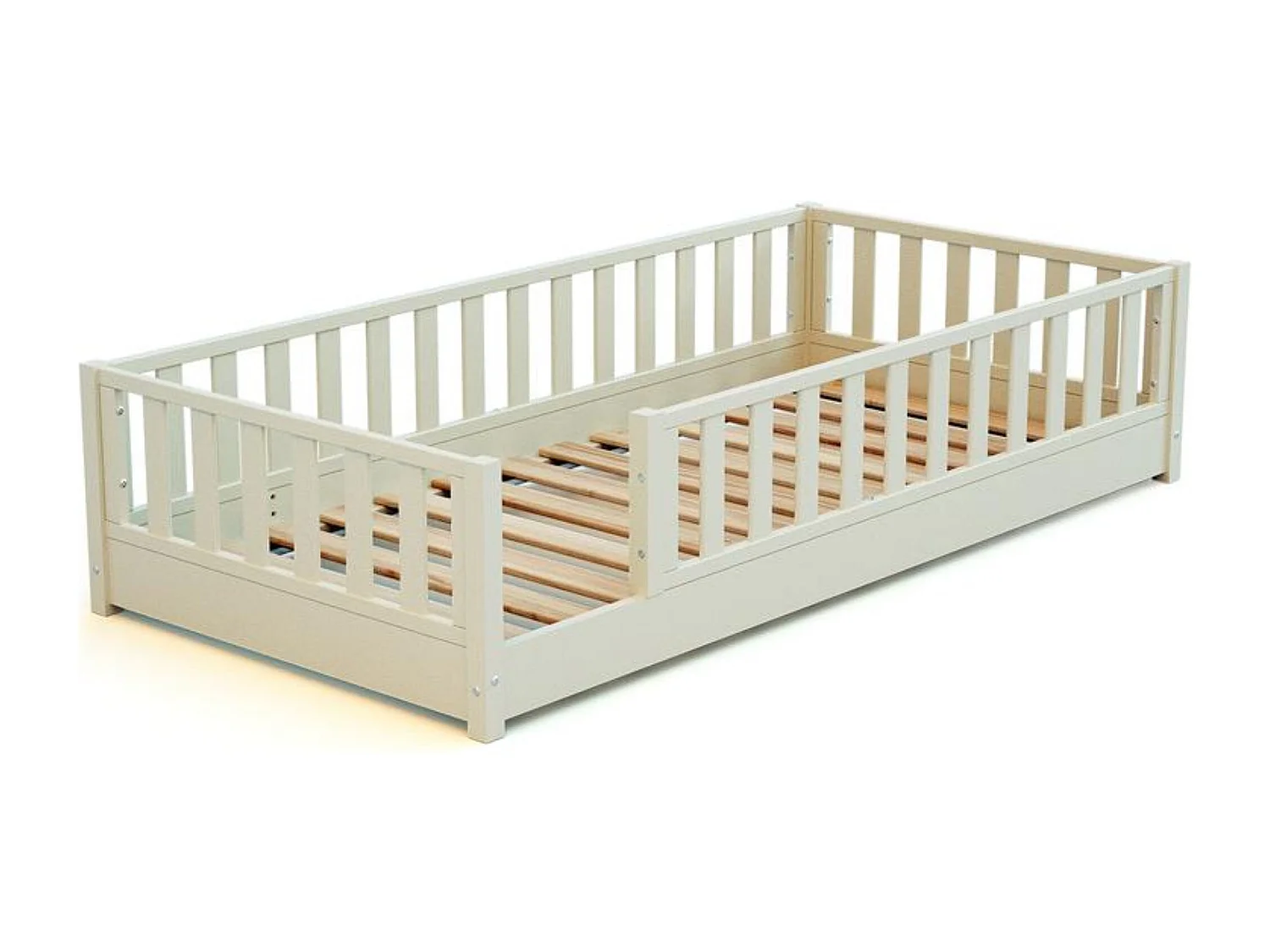 Lit au sol enfant en bois SONHO - 90x190 - Blanc perle