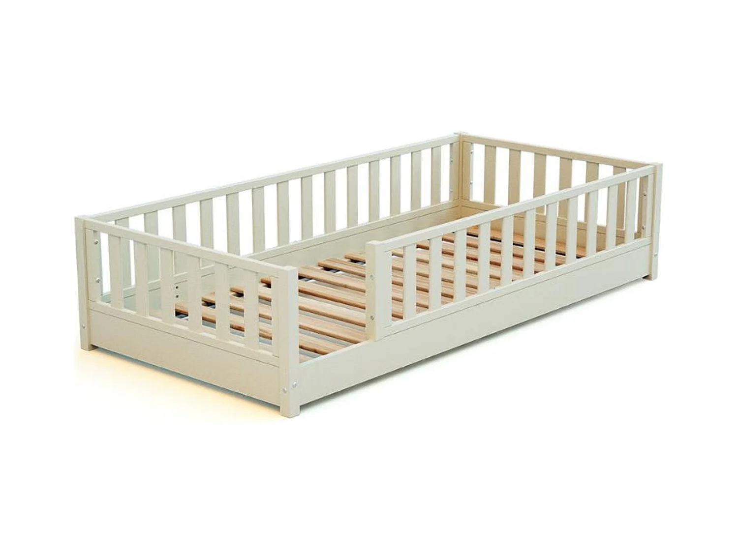 Cama de chão infantil de madeira SONHO - 90x190 - Branco pérola