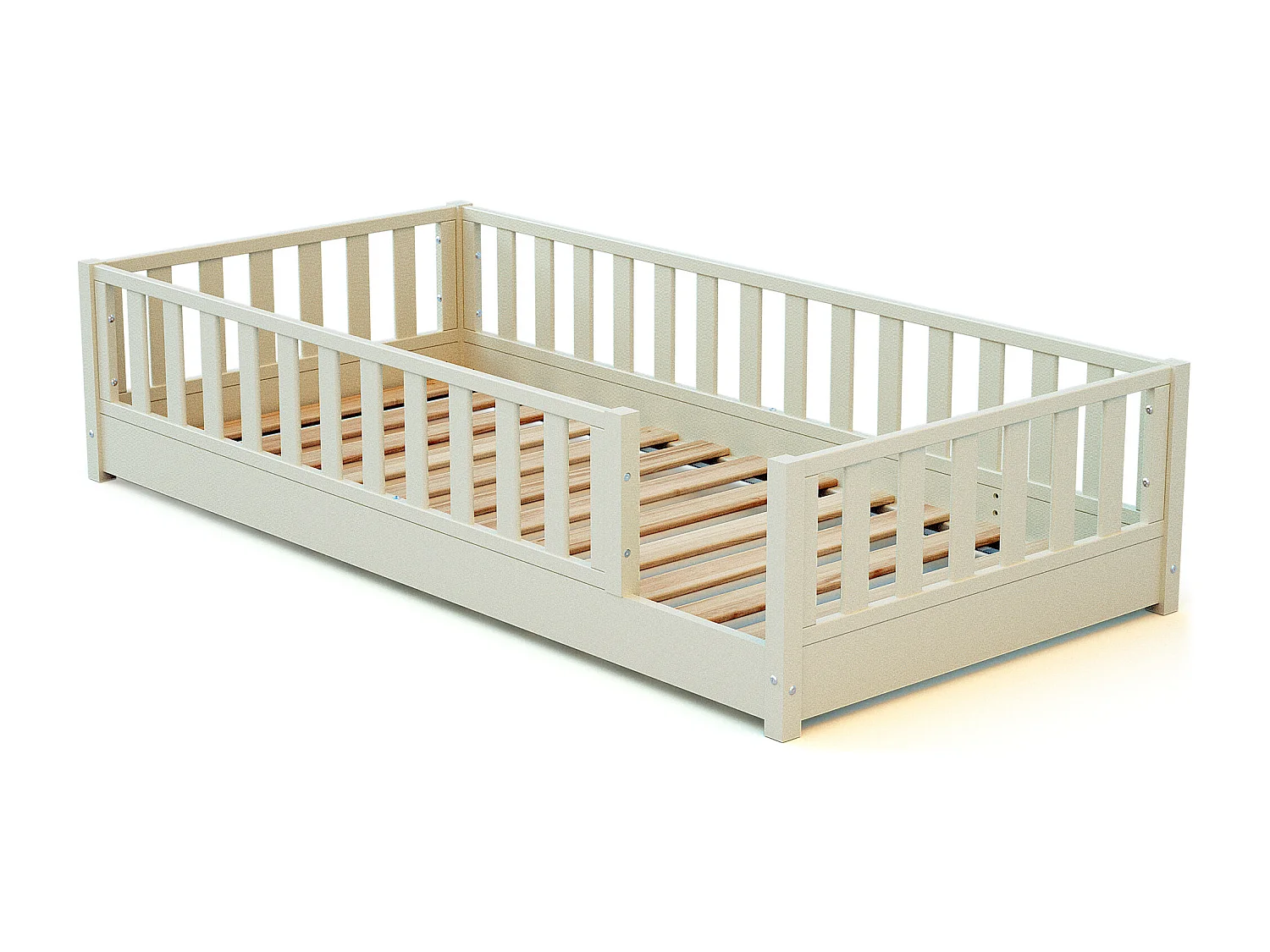 Cama de chão infantil de madeira SONHO - 90x190 - Branco pérola
