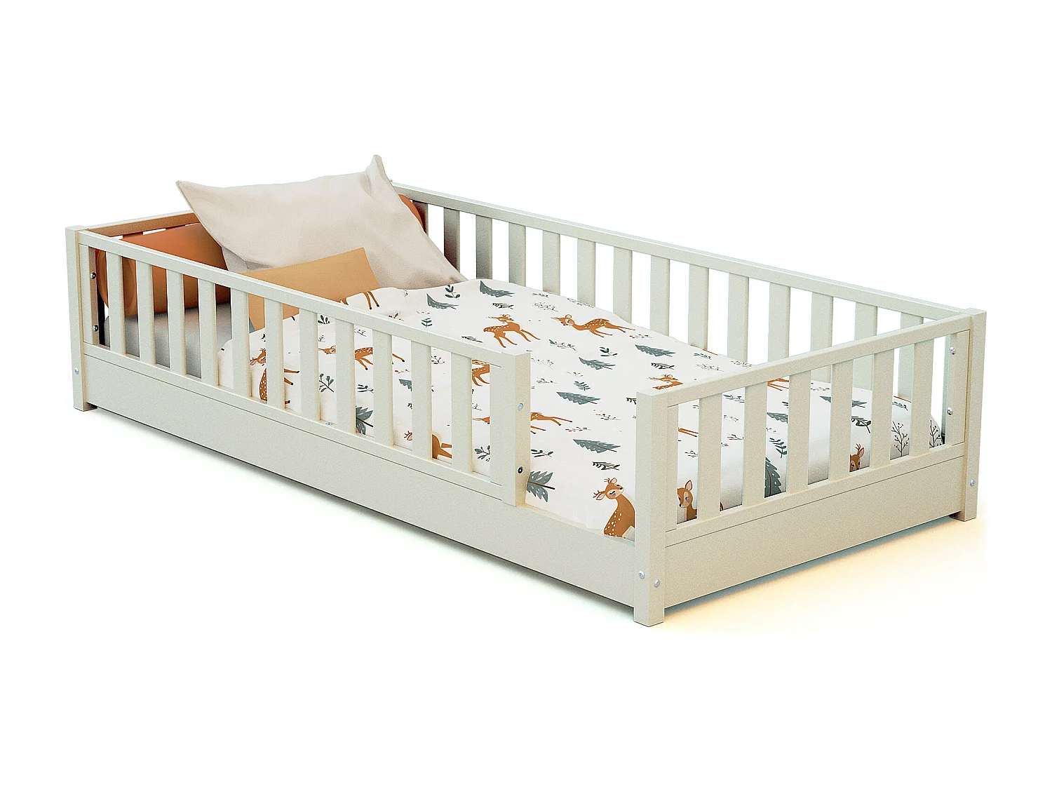Cama de chão infantil de madeira SONHO - 90x190 - Branco pérola
