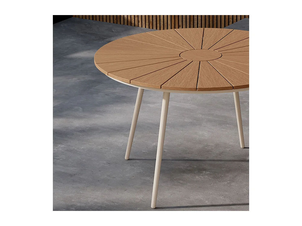 Table de Jardin Design "San Vito" 120cm Beige & Naturel