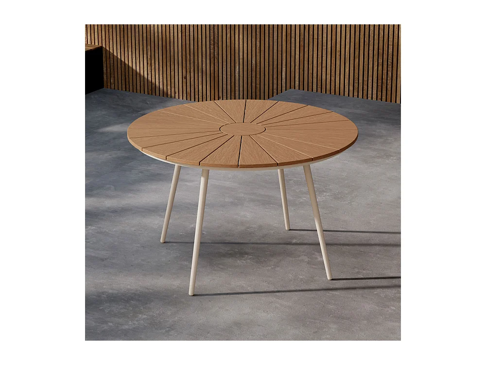 Table de Jardin Design "San Vito" 120cm Beige & Naturel