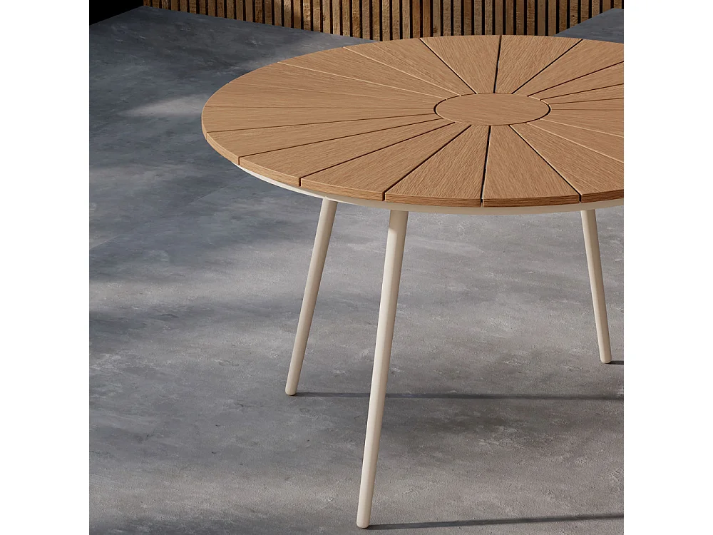 Table de Jardin Design "San Vito" 120cm Beige & Naturel