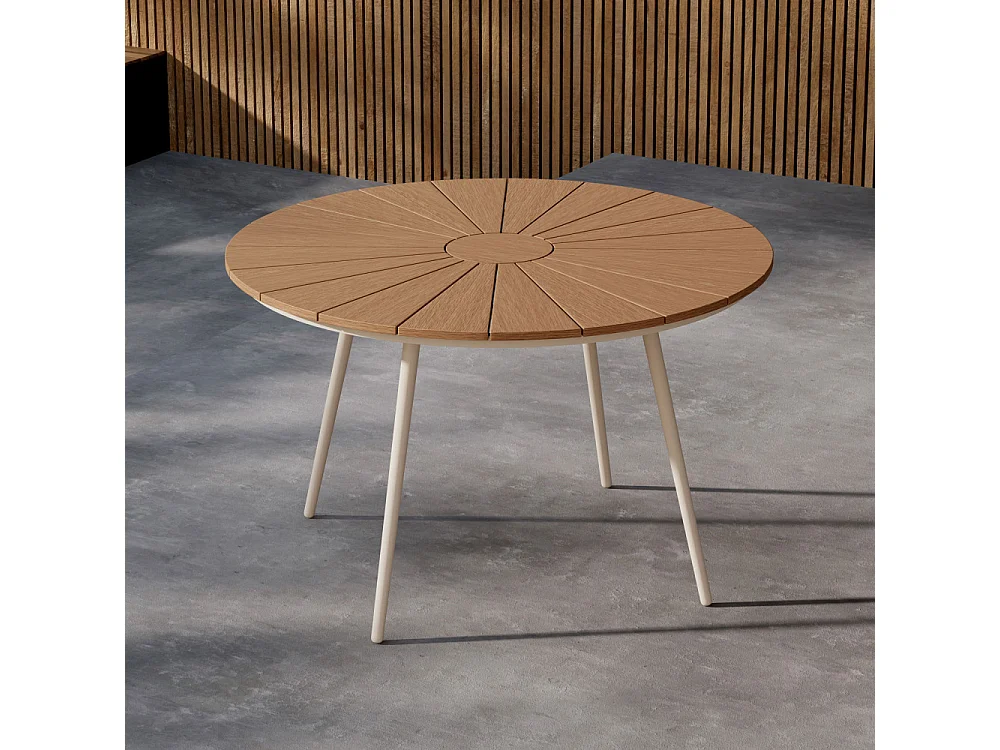 Table de Jardin Design "San Vito" 120cm Beige & Naturel