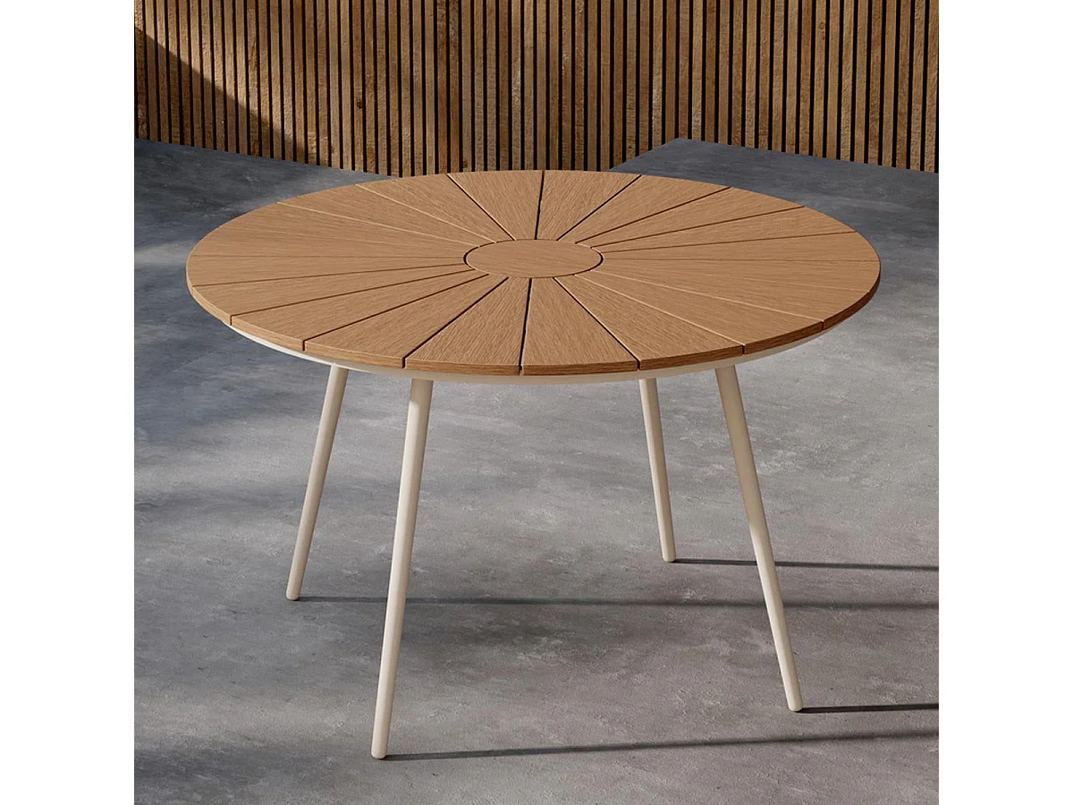 Table de Jardin Design "San Vito" 120cm Beige & Naturel