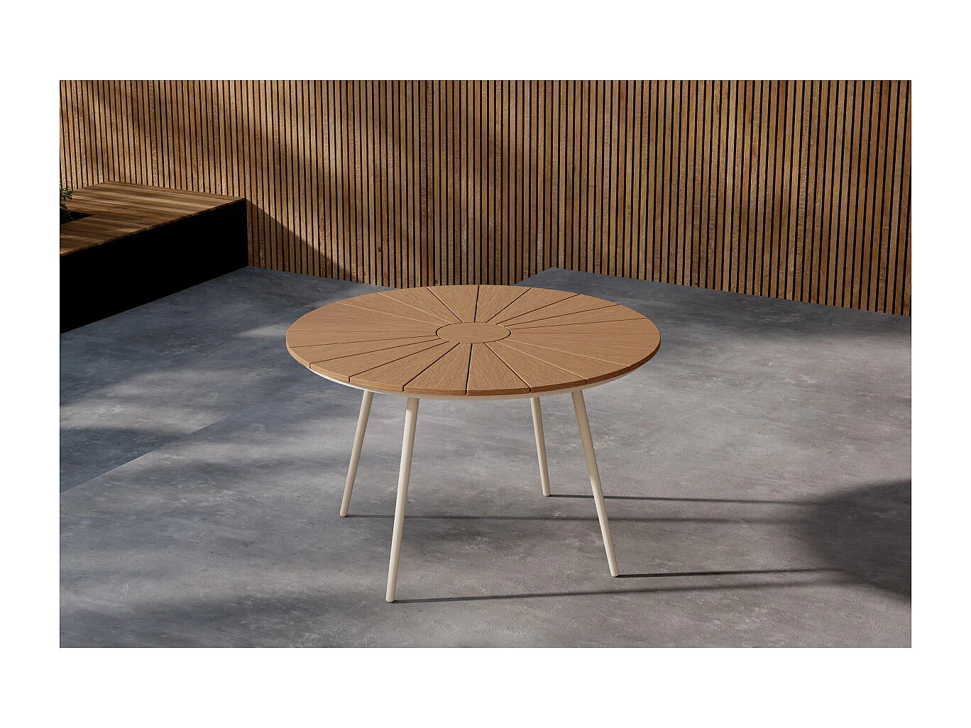 Table de Jardin Design "San Vito" 120cm Beige & Naturel