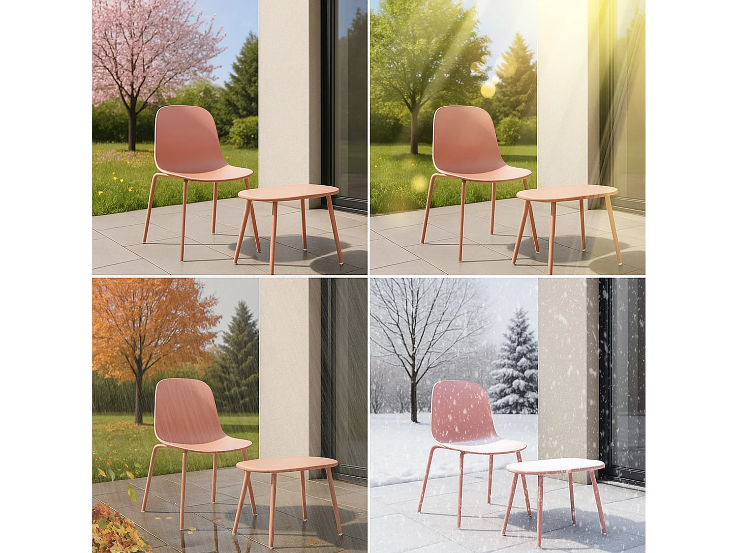 Ensemble de jardin - Table + 4 Chaises - Veldin