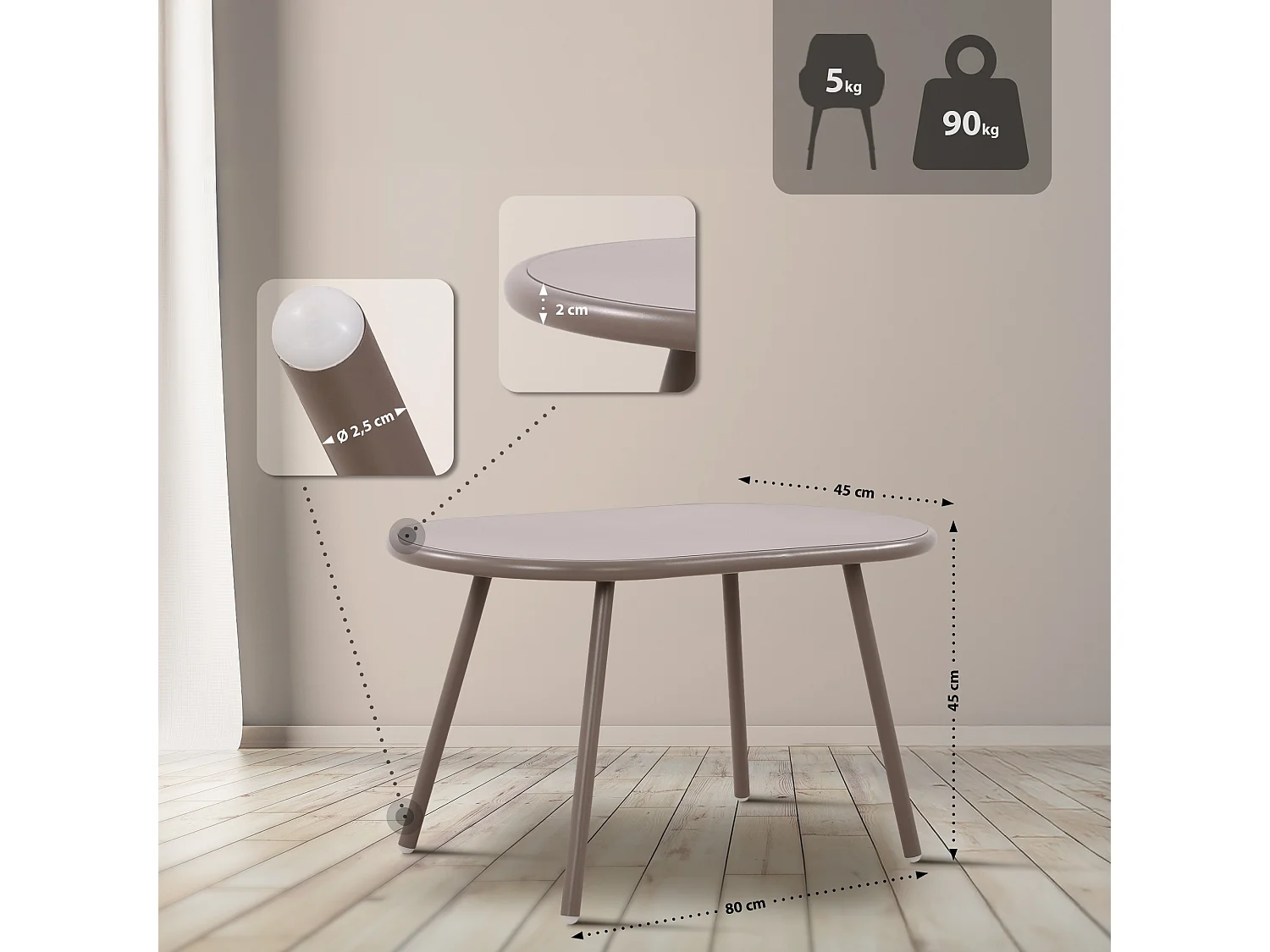 Ensemble de jardin - Table + 4 Chaises - Veldin