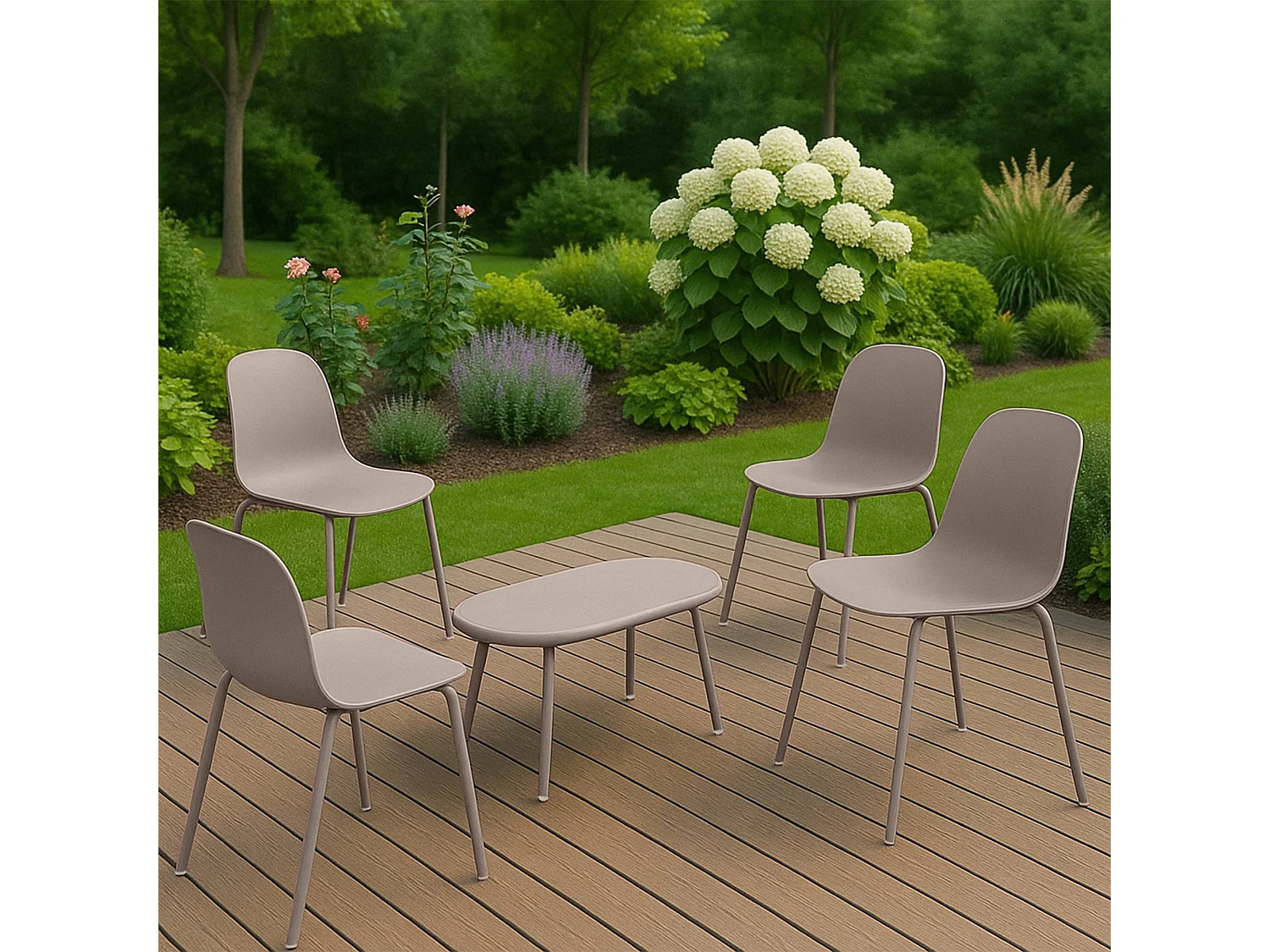 Ensemble de jardin - Table + 4 Chaises - Veldin