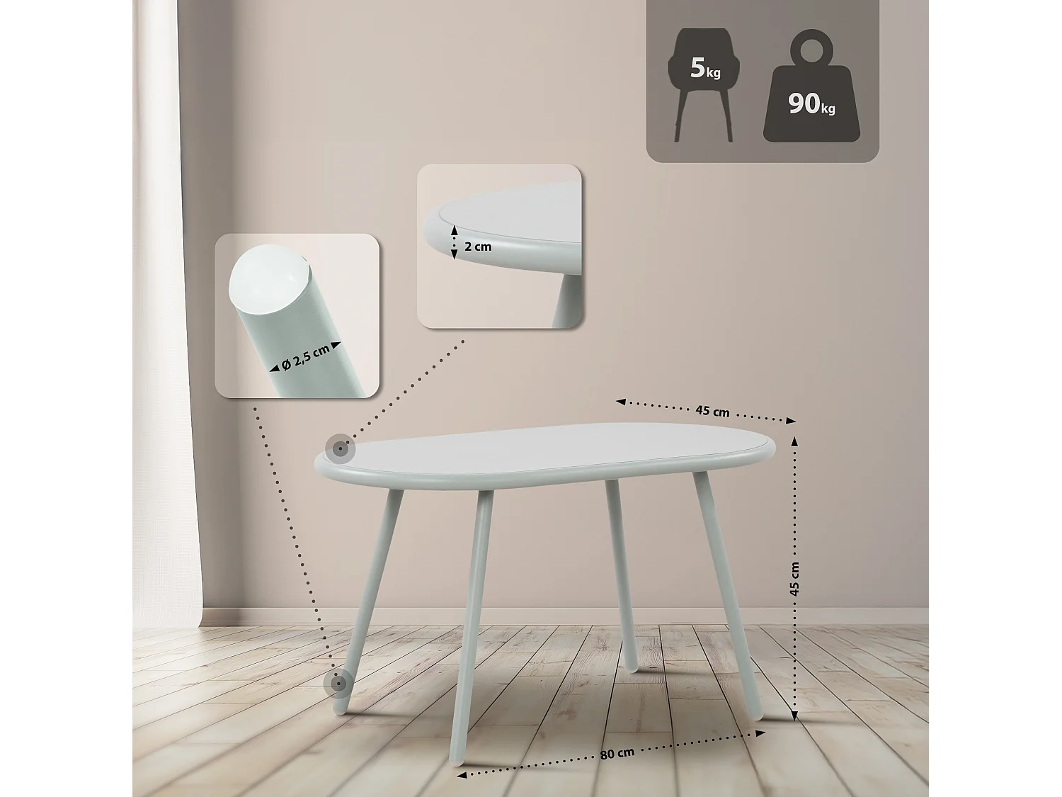 Ensemble de jardin - Table + 4 Chaises - Veldin