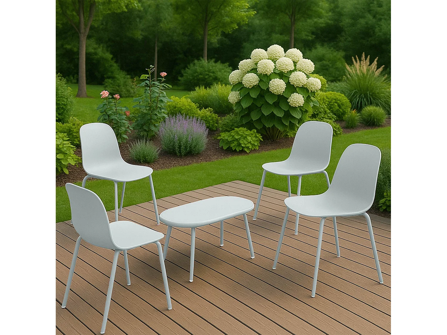 Ensemble de jardin - Table + 4 Chaises - Veldin