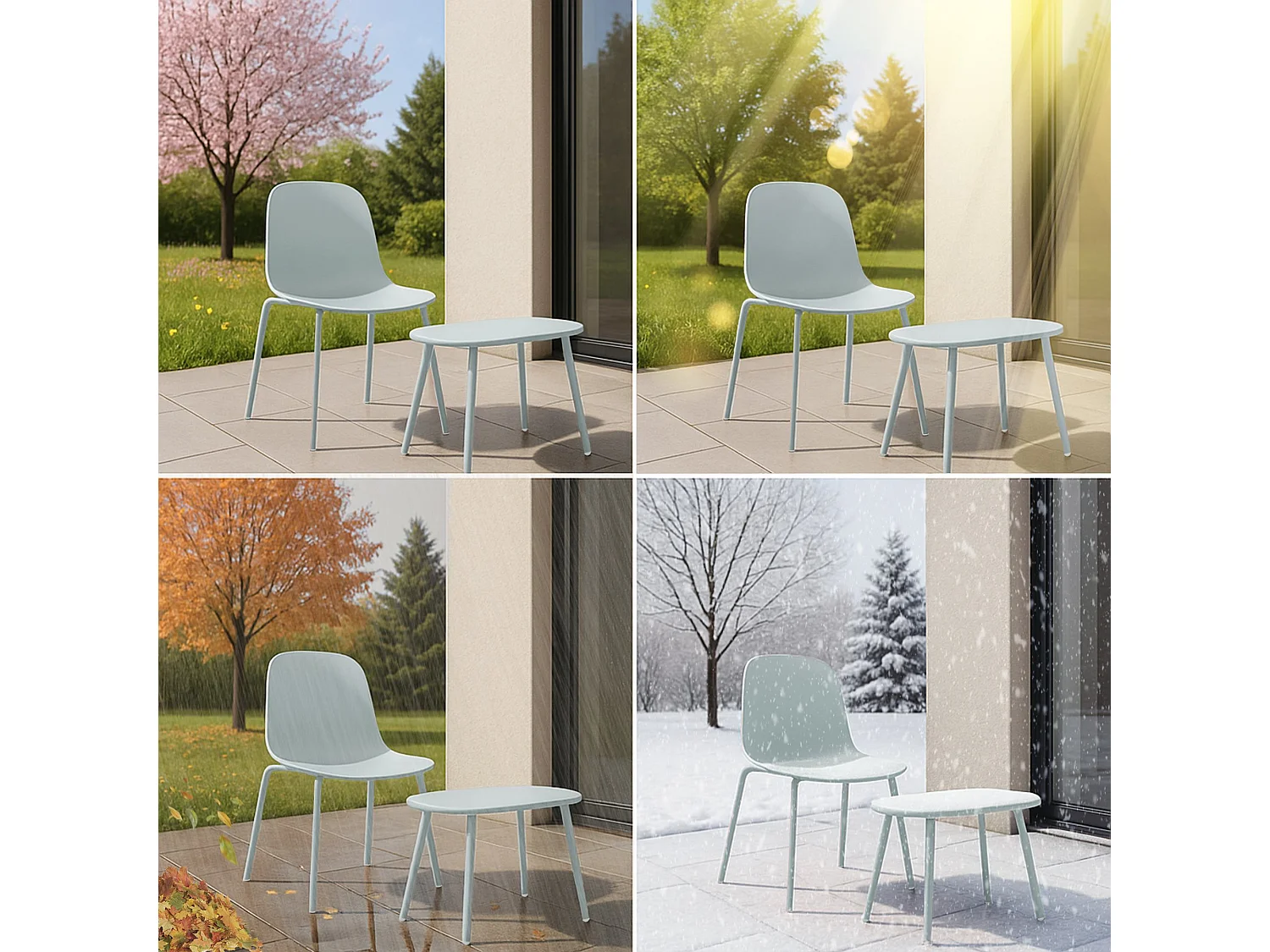 Ensemble de jardin - Table + 4 Chaises - Veldin
