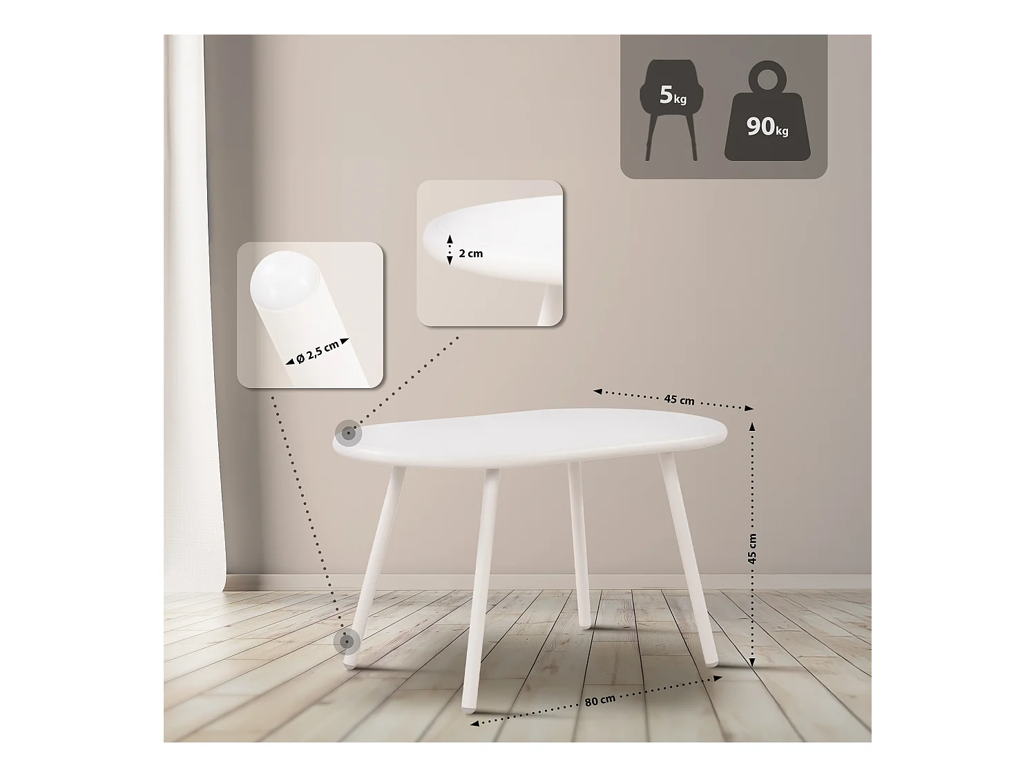 Ensemble de jardin - Table + 4 Chaises - Veldin