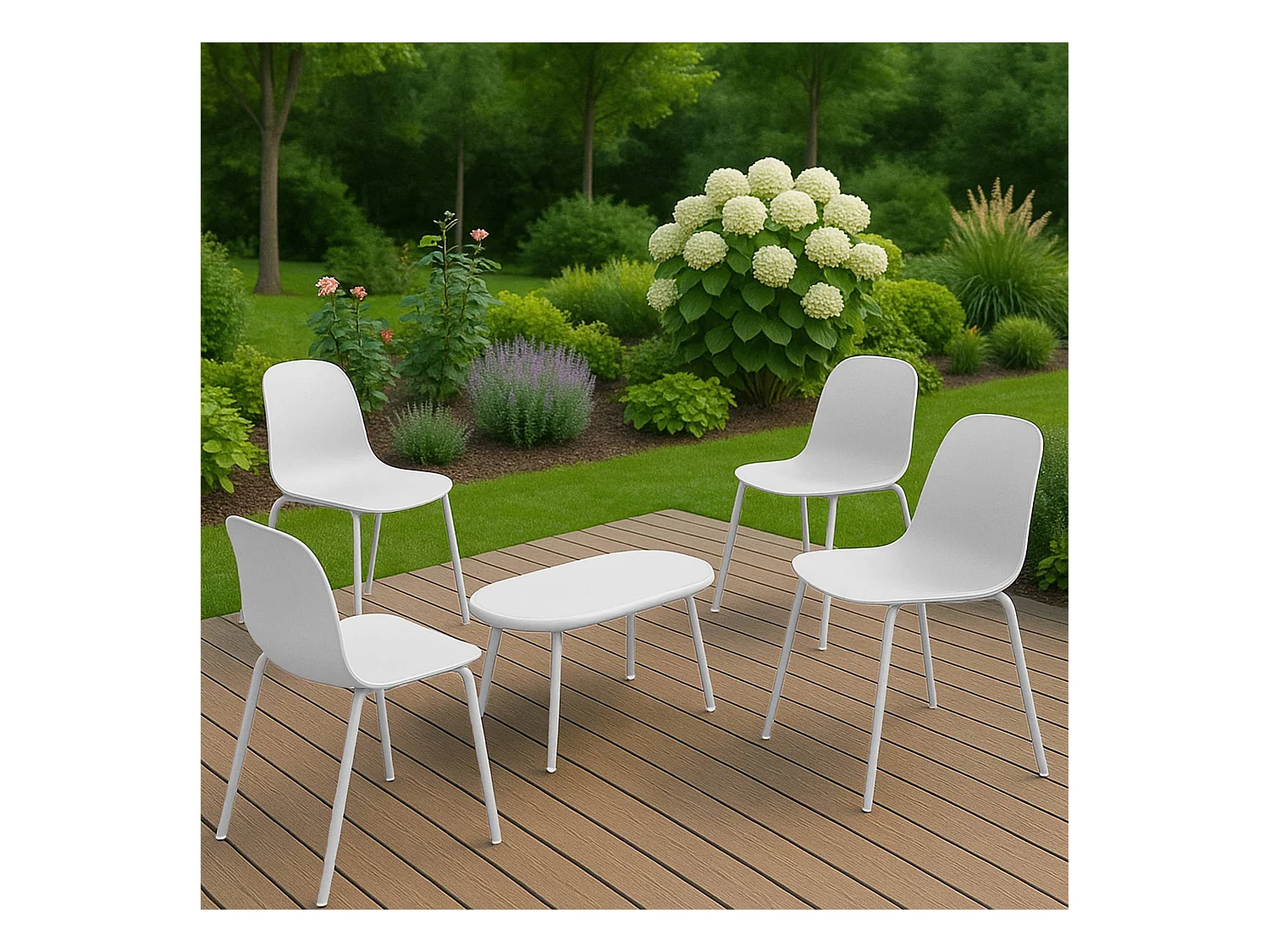 Ensemble de jardin - Table + 4 Chaises - Veldin