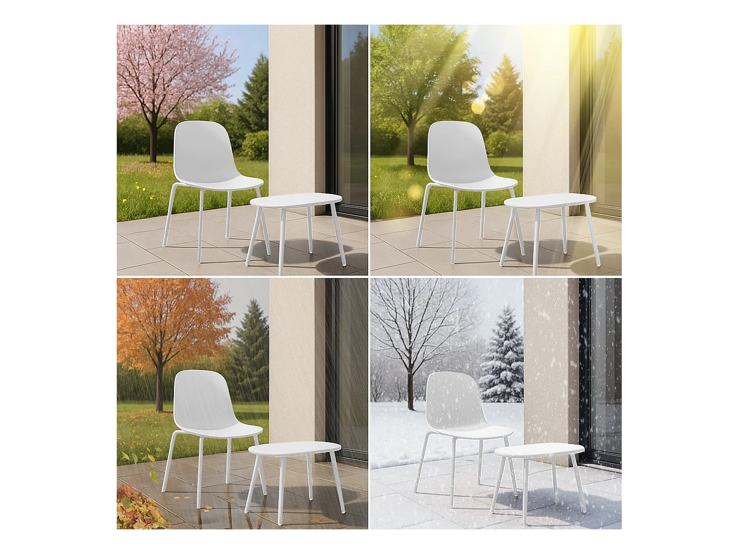 Ensemble de jardin - Table + 4 Chaises - Veldin