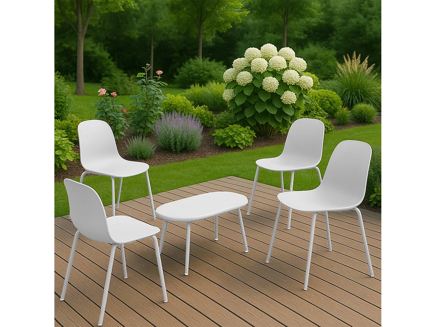 Ensemble de jardin - Table + 4 Chaises - Veldin