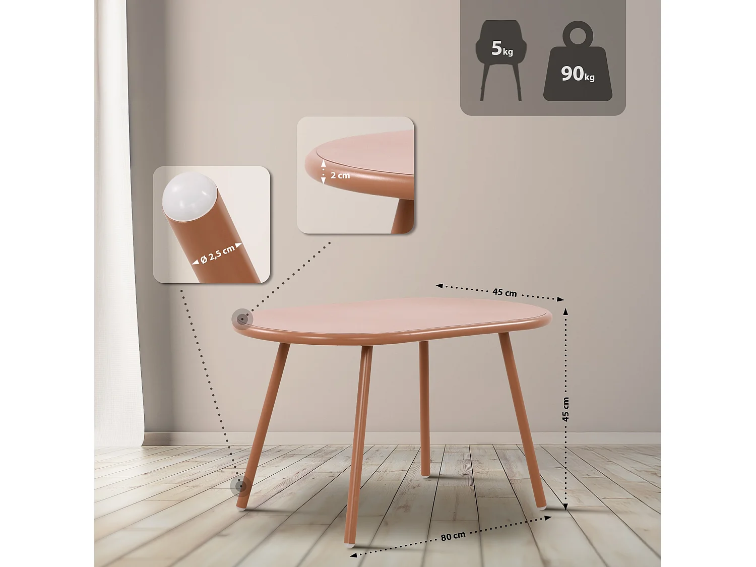 Ensemble de jardin - Table + 4 Chaises - Veldin