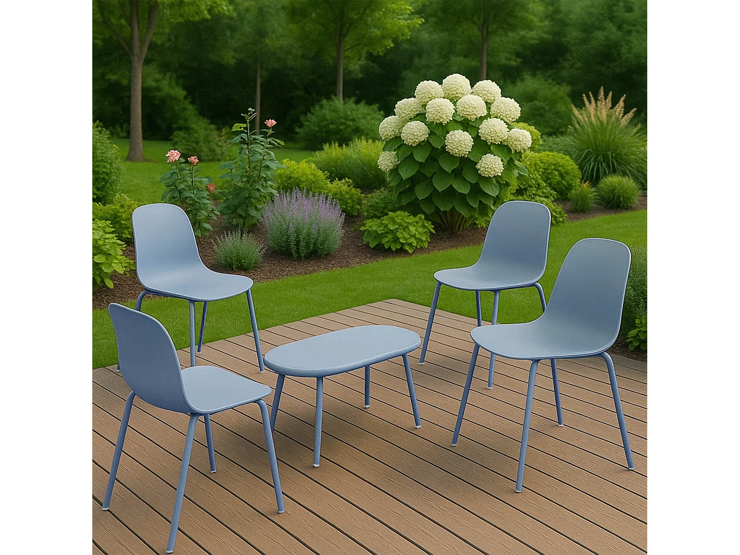 Ensemble de jardin - Table + 4 Chaises - Veldin