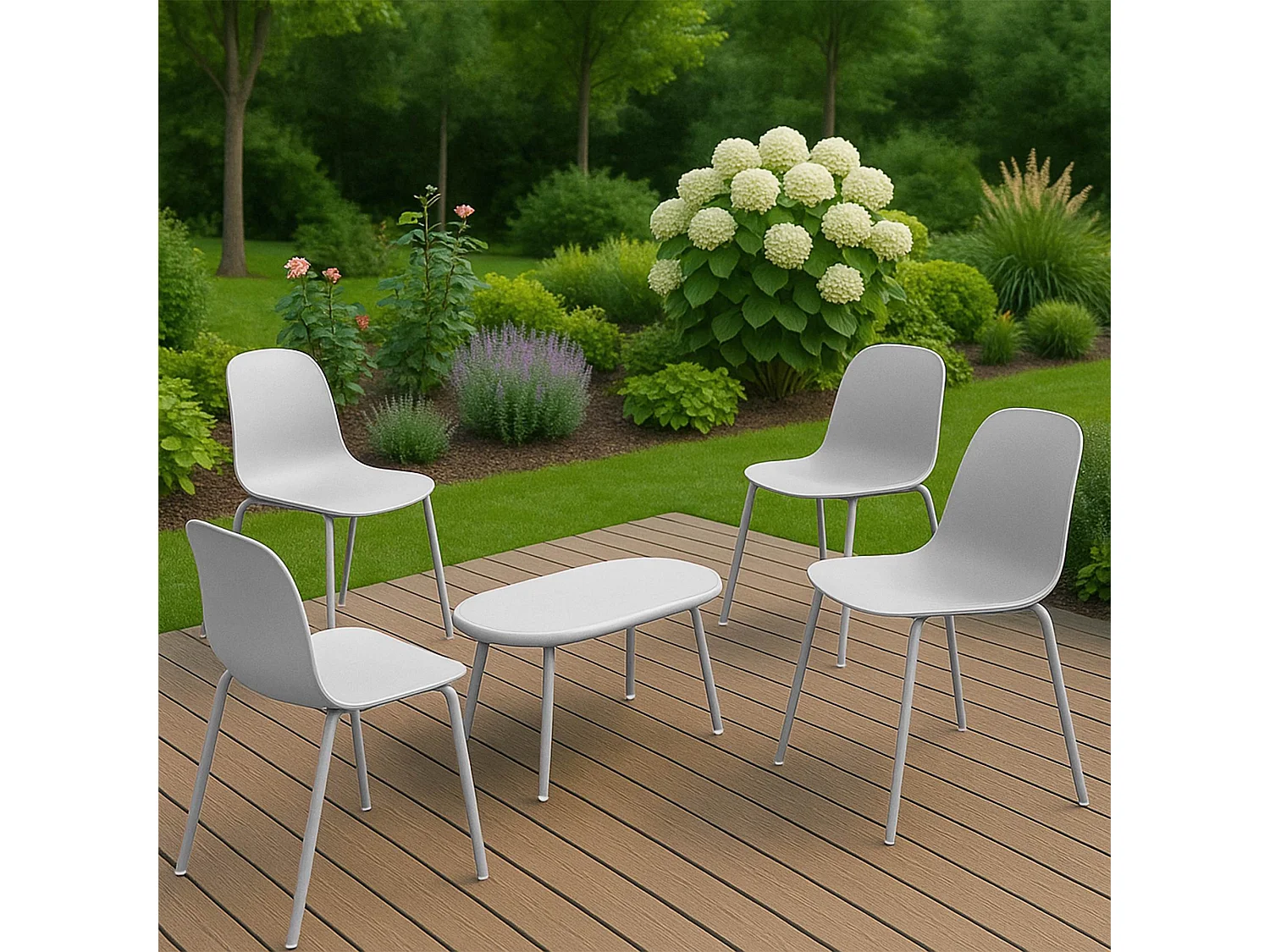 Ensemble de jardin - Table + 4 Chaises - Veldin