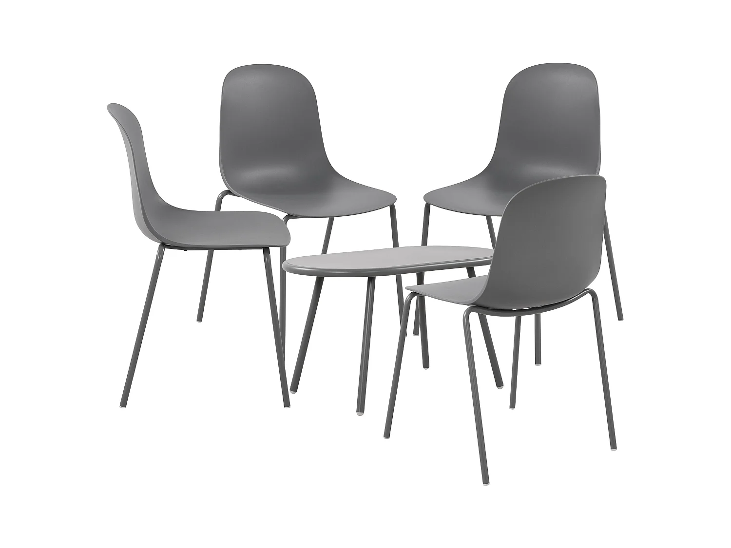 Ensemble de jardin - Table + 4 Chaises - Veldin
