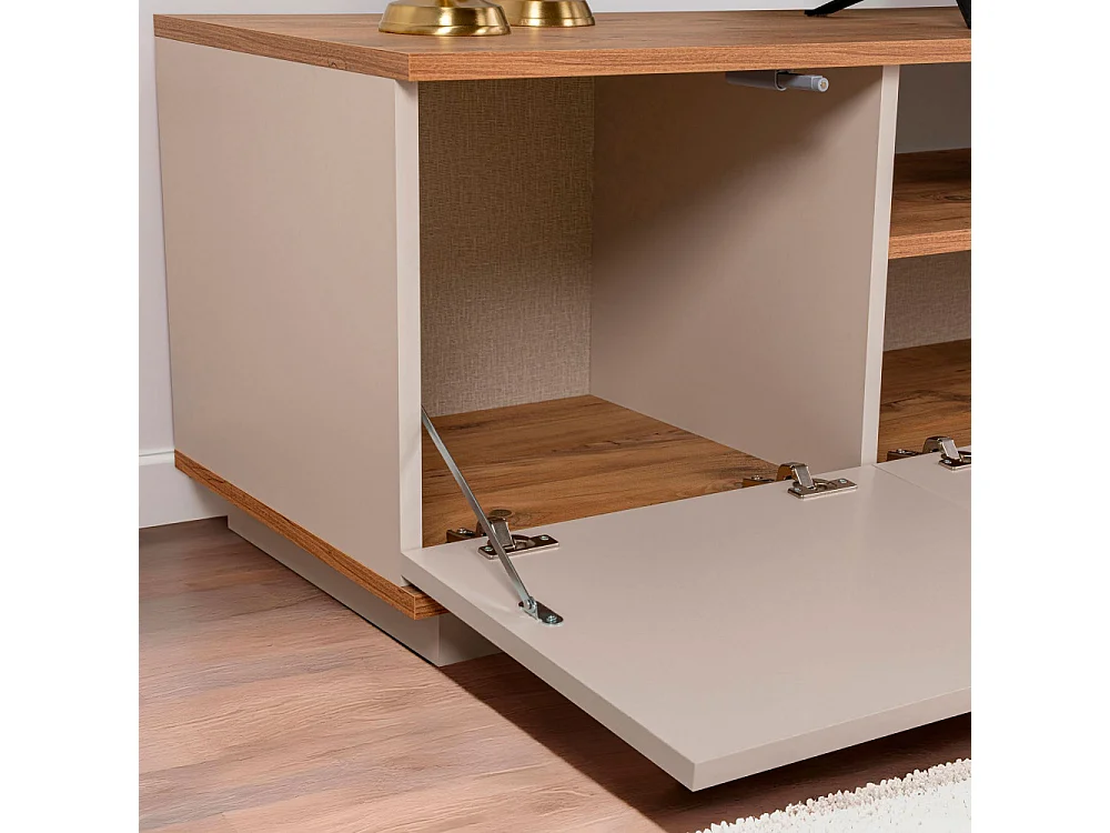 Fritz - Meuble TV 3 portes en bois L180cm - Beige