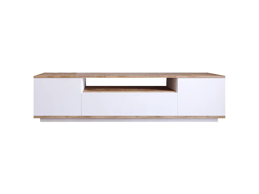 Fritz - Meuble TV 3 portes en bois L180cm - Blanc