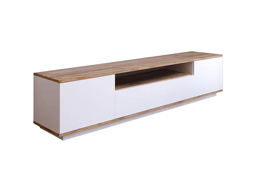 Fritz - Meuble TV 3 portes en bois L180cm - Blanc