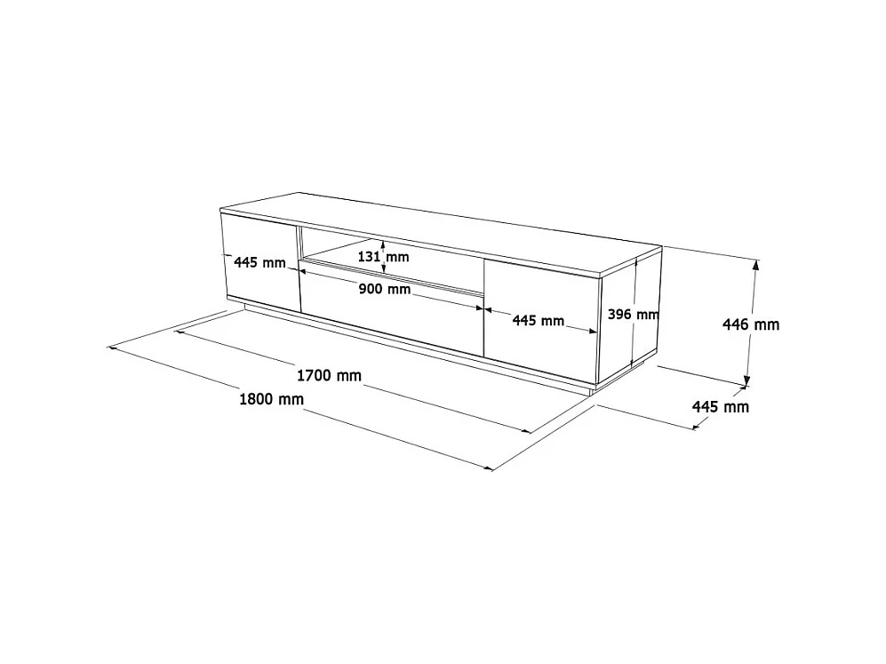 Fritz - Meuble TV 3 portes en bois L180cm - Blanc